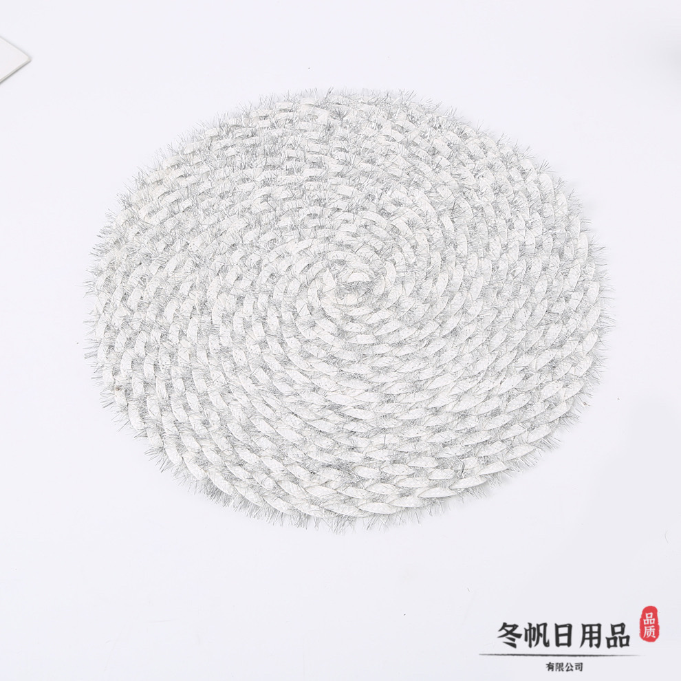 Factory direct sales in stock, multiple colors available, woven process gold and silver wire heat insulation table MATS, round waterproof and oil-proof pan MATS detail image 5