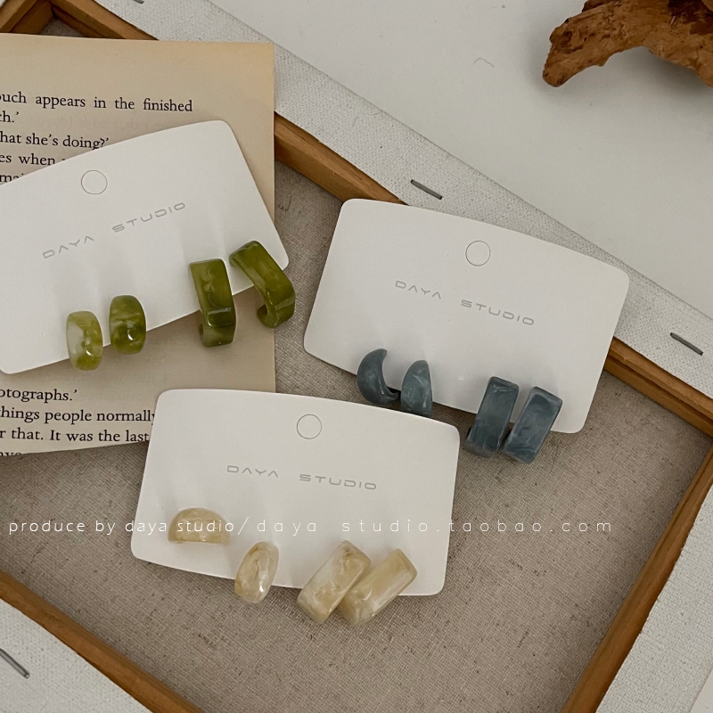 法式复古亚克力C形耳环几何冷淡港风极简高级感气质耳饰