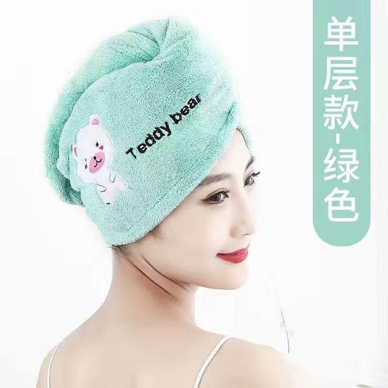 The coral fleece dry hair cap has strong water absorption