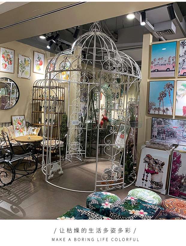 美式乡村复古白铁艺大型花园凉亭 庭院花园露台园艺装饰植物爬架细节图