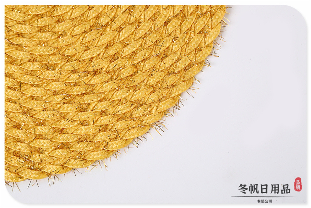 Factory direct sales in stock, multiple colors available, woven process gold and silver wire heat insulation table MATS, round waterproof and oil-proof pan MATS detail image 10