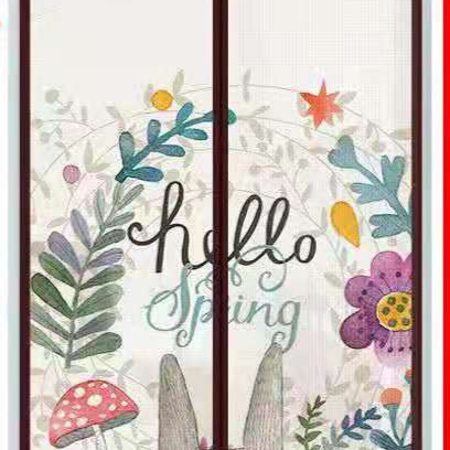 Mosquito-proof and dust-proof magnetic soft screen door with ice silk printing