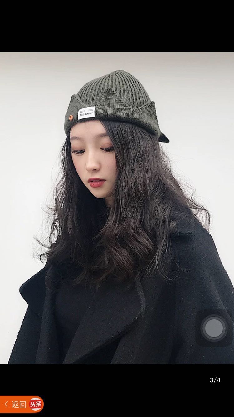 Retro short melon rind hats, knitted woolen hats, cold hats for men and women, landlord's stylish hat, rogue hat detail image 8