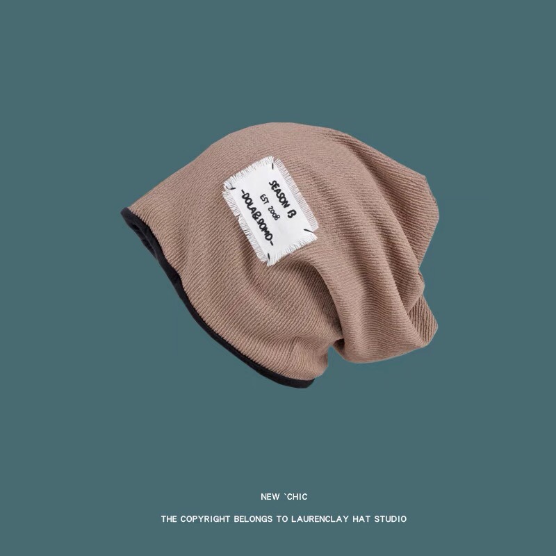 Postpartum cap, a trendy women's brand, patchwork Japanese-style knitted headscarf detail image 3