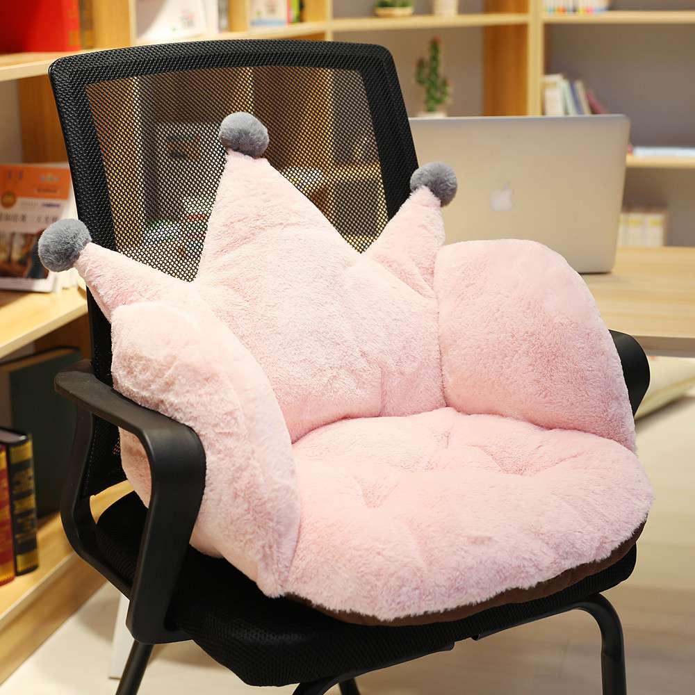 ins Crown rabbit-like plush cushion Winter new Home and office semi-enclosed anti-slip thickened warm chair cushion details Picture