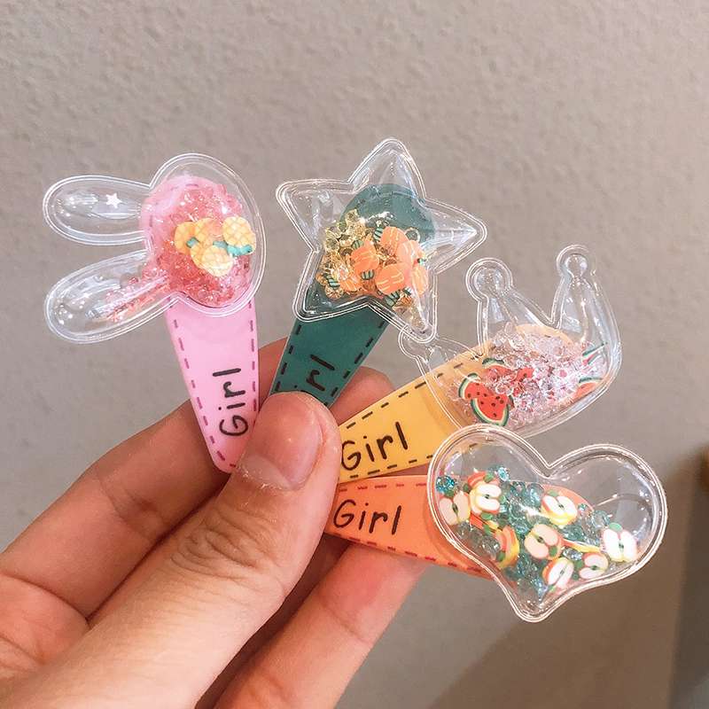 Cute hairpin for girls Kids Side bangs Clip Quicksand Korean BB Hairpin Headpiece for Girls Headpiece does not hurt hair accessories 12 Specification drawing
