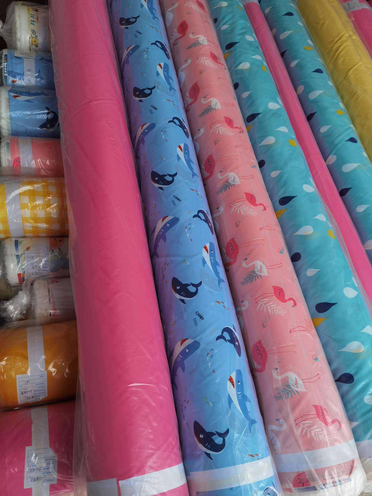 Factory direct sales, best-selling stock across the entire network, 170T polyester taffeta printed PA eco-friendly coated children's leisure tent, storage, travel bag lining fabric Item Picture