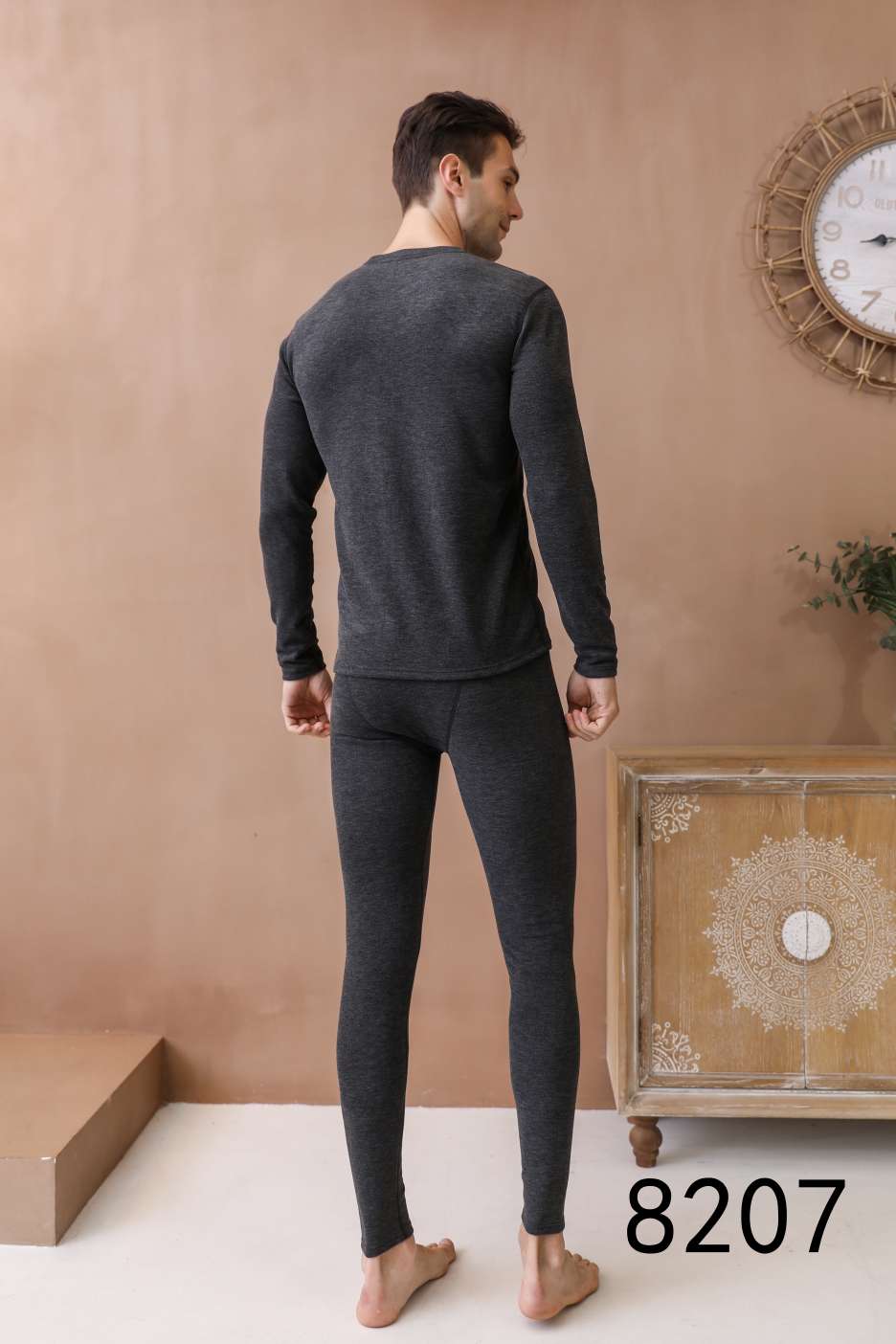 Cationic Solid Color Jacquard Long Johns Big Underwear Set details Picture