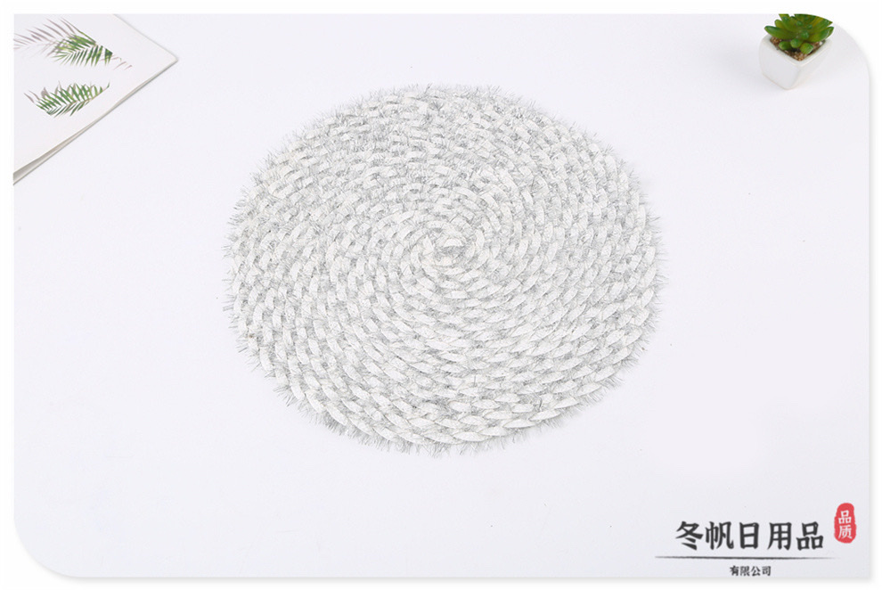 Factory direct sales in stock, multiple colors available, woven process gold and silver wire heat insulation table MATS, round waterproof and oil-proof pan MATS detail image 8
