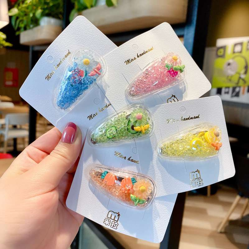 Cute hairpin for girls Kids Side bangs Clip Quicksand Korean BB Hairpin Headpiece for Girls Headpiece does not hurt hair accessories 4 details Picture