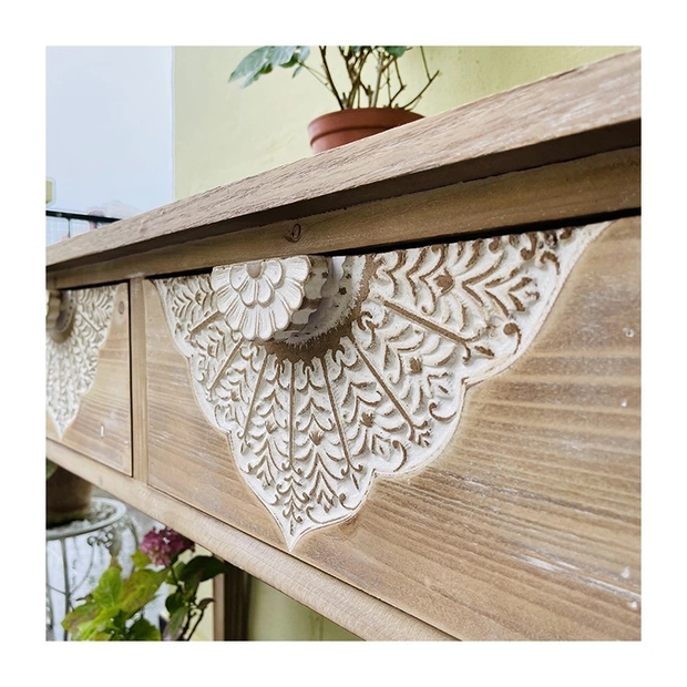 American country, retro French carved long table, flower stand, balcony, garden, courtyard, terrace, indoor and outdoor, entrance hall detail image 3