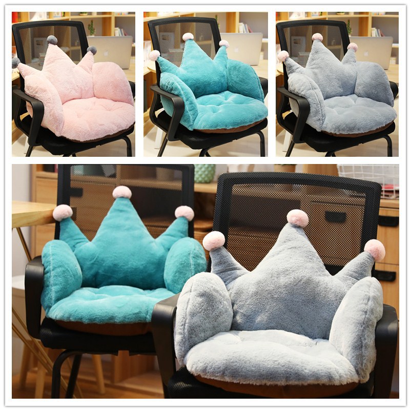 ins Crown rabbit-like plush cushion Winter new Home and office semi-enclosed anti-slip thickened warm chair cushion detail image 5