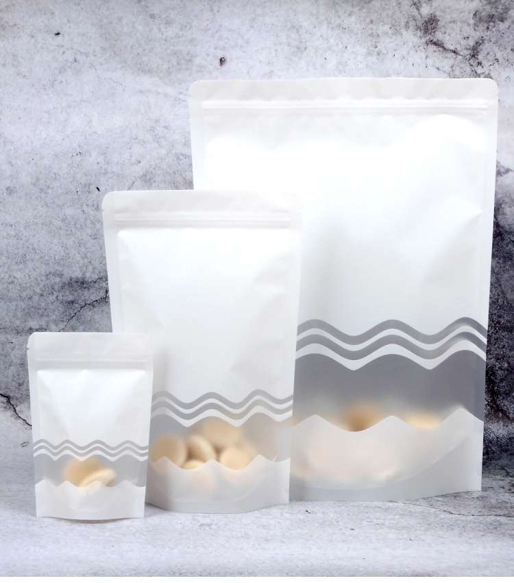 16X24 fourteen plastic food and snack packaging bags, self-standing and self-sealing bags, laminated frosted transparent bags, customizable with logo printing Item Picture