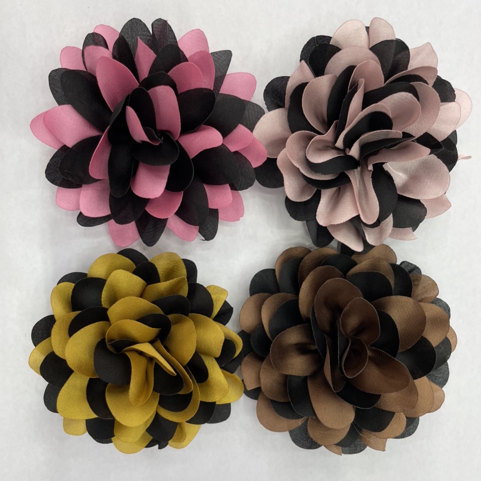 双色手工花鞋花厂家直销布艺花