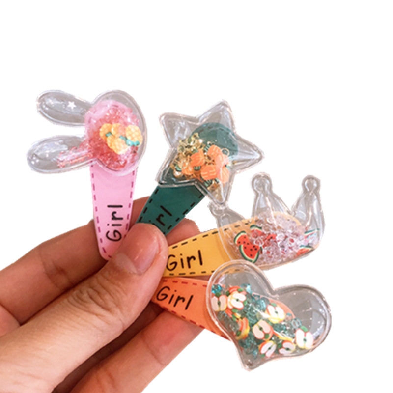 Cute hairpin for girls Kids Side bangs Clip Quicksand Korean BB Hairpin Headpiece for Girls Headpiece does not hurt hair accessories 10 full figure