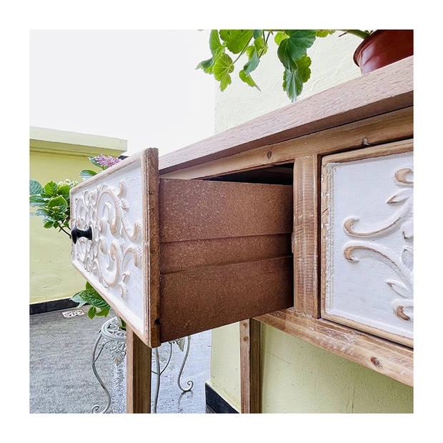 American country, retro French carved long table, flower stand, balcony, garden, courtyard, terrace, indoor and outdoor, entrance hall detail image 5