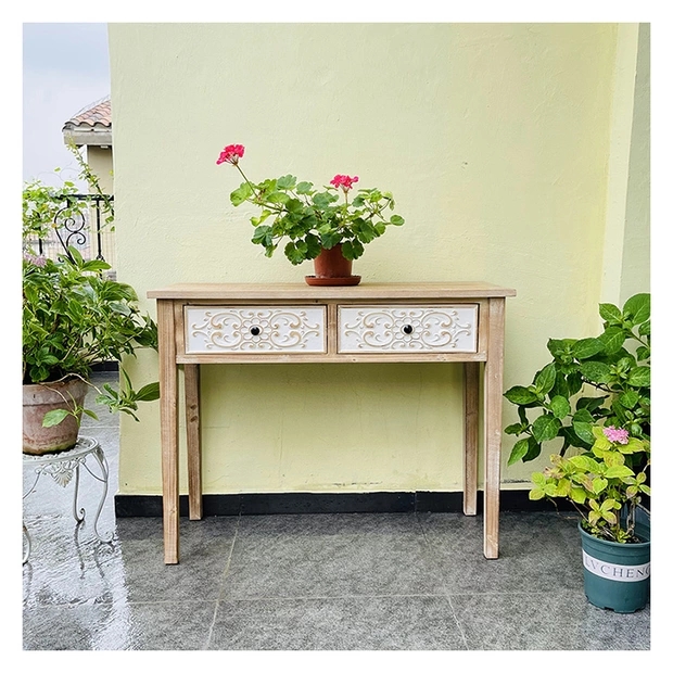 American country, retro French carved long table, flower stand, balcony, garden, courtyard, terrace, indoor and outdoor, entrance hall Specification image