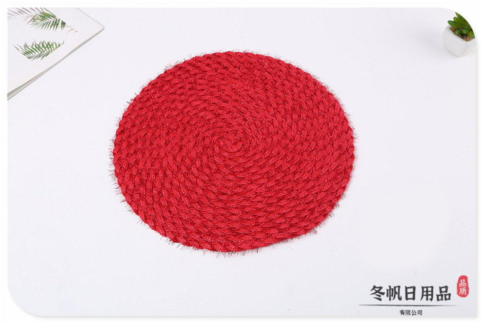 Factory direct sales in stock, multiple colors available, woven process gold and silver wire heat insulation table MATS, round waterproof and oil-proof pan MATS detail image 7