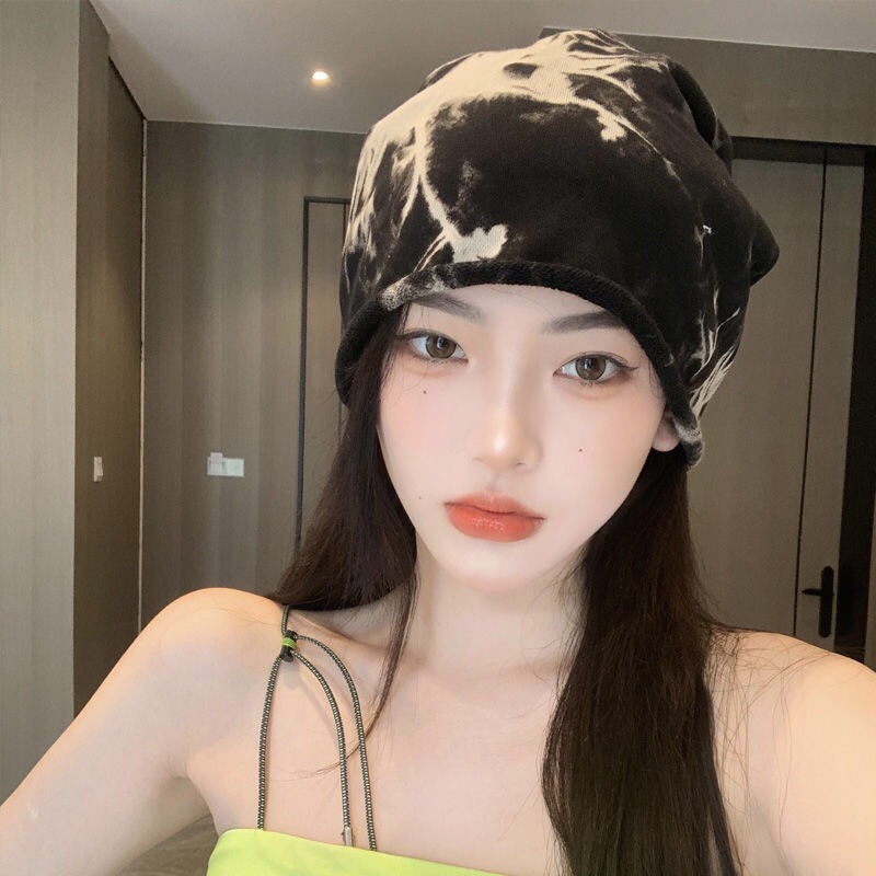 A popular streetwear hat for women, a versatile woolen hat for autumn and winter, a thin headpiece, a Korean-style trendy Japanese knitted pile hat for men, 002 details Picture