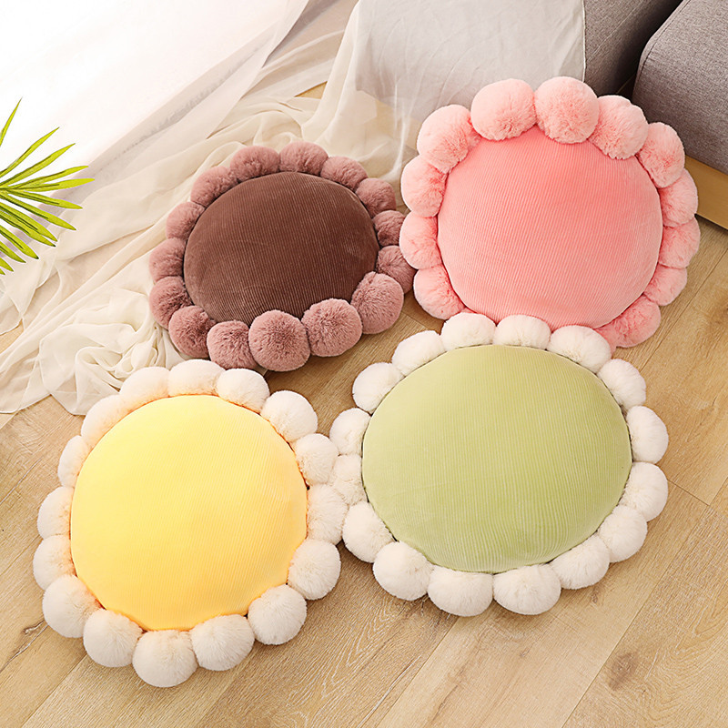 Round seat cushion, thickened office seat cushion for long sitting, tatami student chair seat cushion, stool cushion, chair cushion, rabbit fur ball detail image 2