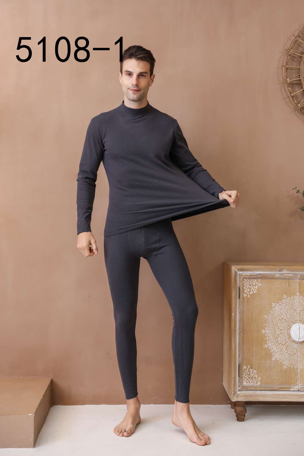 Men's Vertical Long Johns Underwear Set details Picture