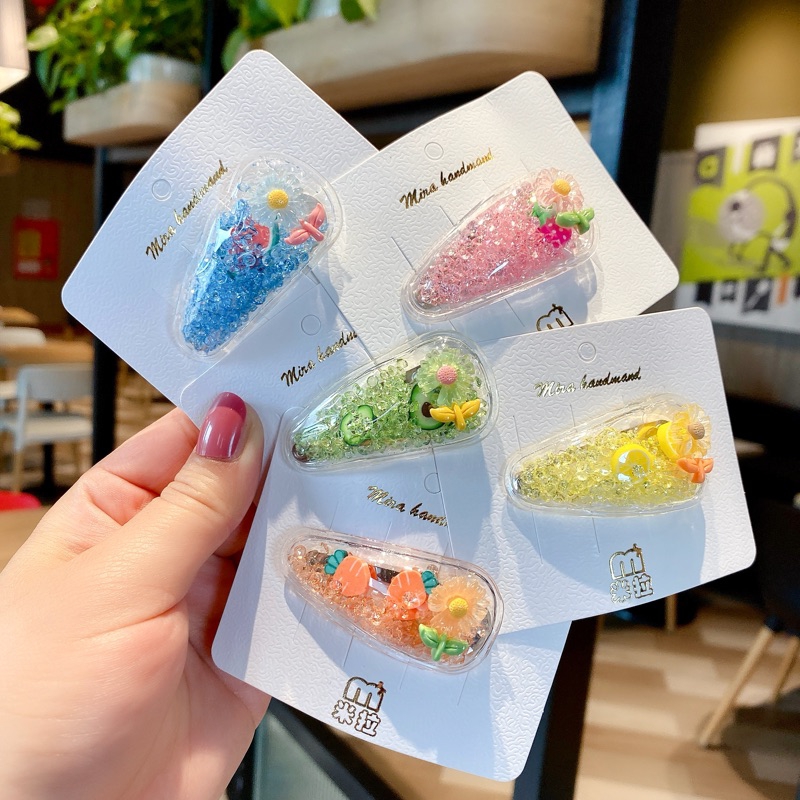 少女可爱发夹儿童侧边刘海夹流沙韩版BB发卡头饰女童头饰不伤发饰1