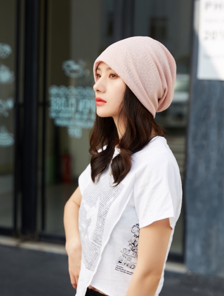 "Hat Girl Spring and Autumn Korean lace flower headscarf Hat, fashionable, casual and versatile headscarf hat, bald hat, thin postpartum hat 012. details Picture