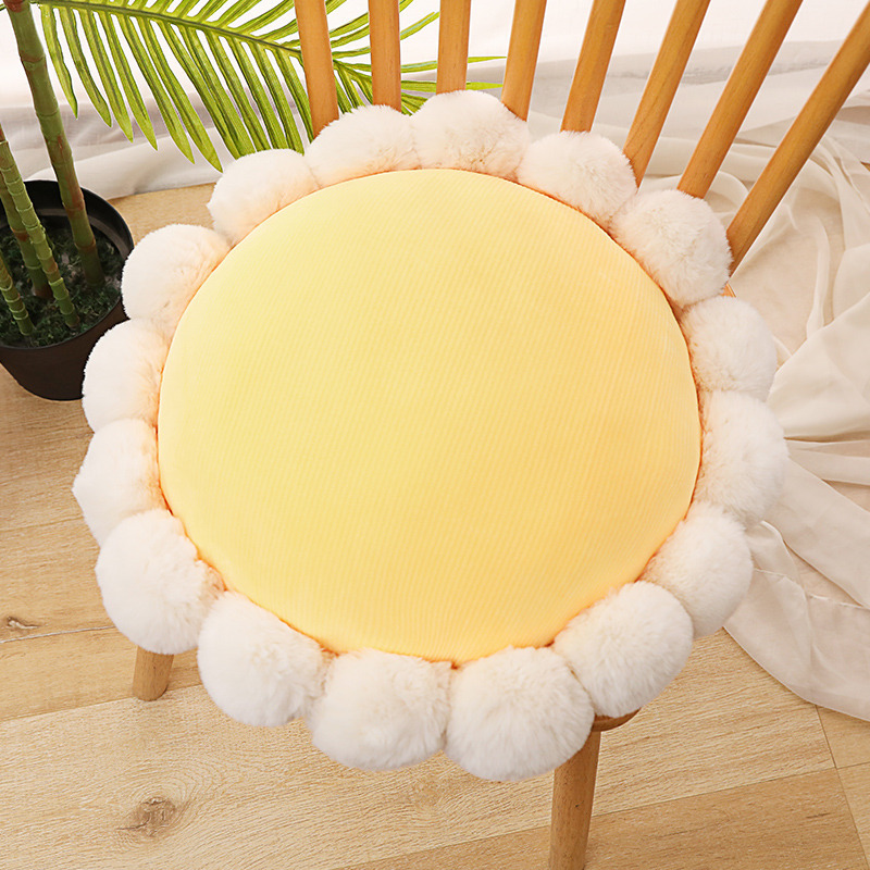 Round seat cushion, thickened office seat cushion for long sitting, tatami student chair seat cushion, stool cushion, chair cushion, rabbit fur ball detail image 8
