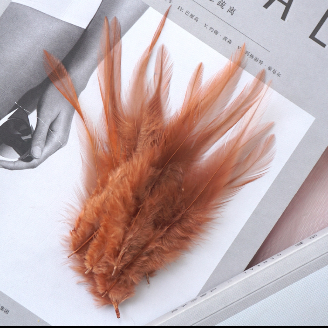 鸡毛白尖5-7英寸红咖