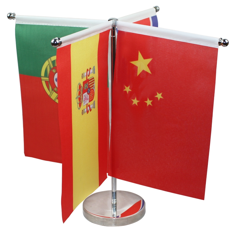 四叉可伸缩不锈钢旗座 谈判旗签约旗办公室旗架签约旗架详情5