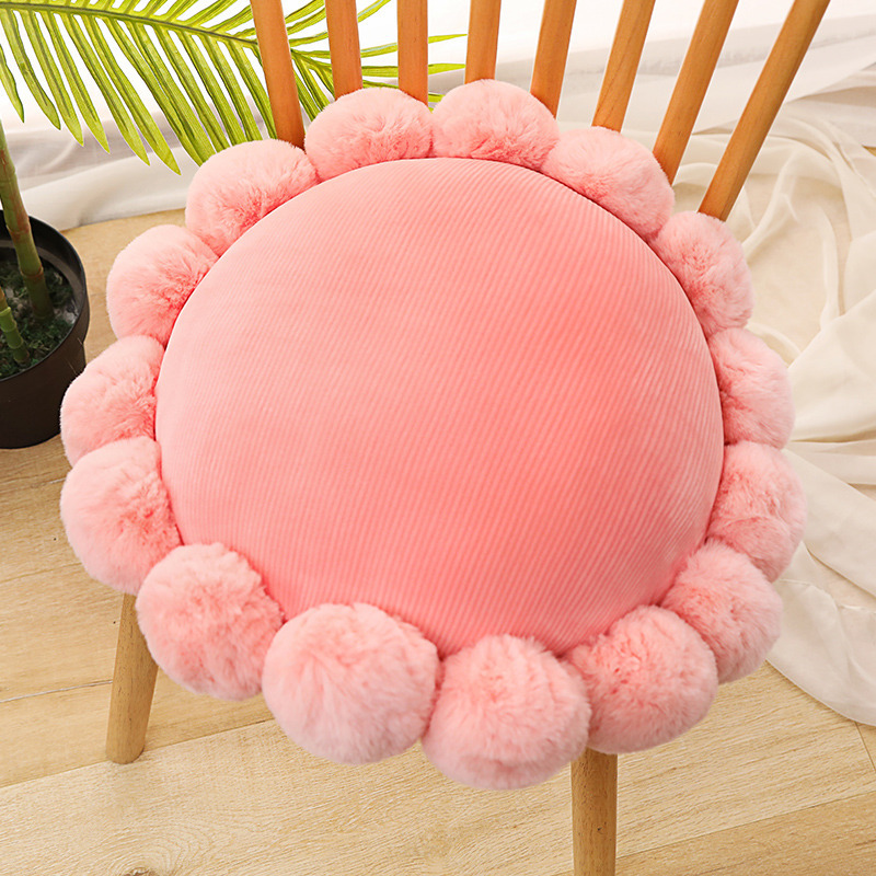 Round seat cushion, thickened office seat cushion for long sitting, tatami student chair seat cushion, stool cushion, chair cushion, rabbit fur ball detail image 5