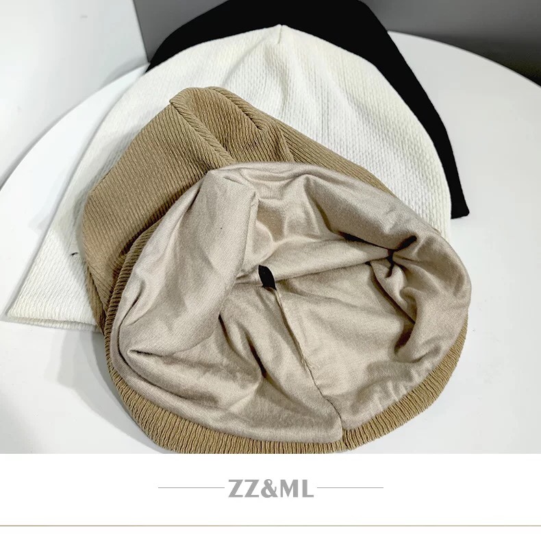 A popular streetwear hat for women, a versatile woolen hat for autumn and winter, a thin headpiece, a Korean-style trendy Japanese knitted pile hat for men, 004 detail image 6