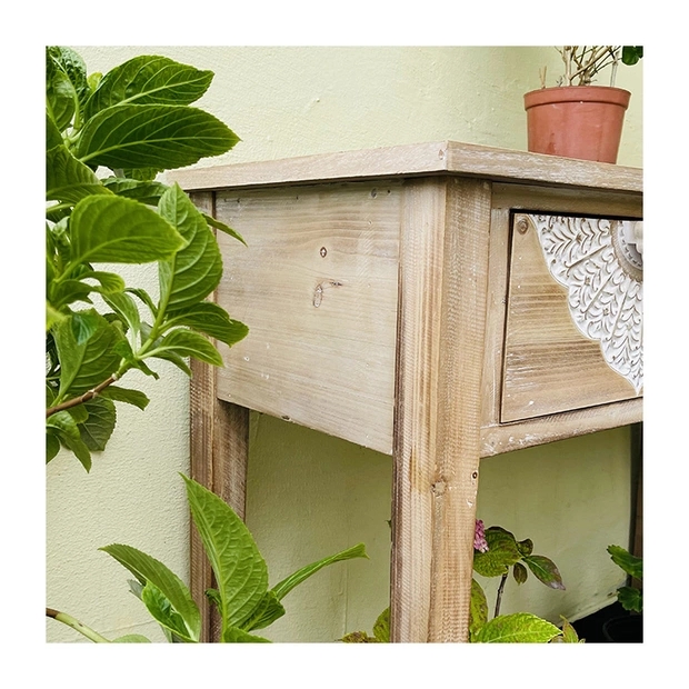 American country, retro French carved long table, flower stand, balcony, garden, courtyard, terrace, indoor and outdoor, entrance hall detail image 2