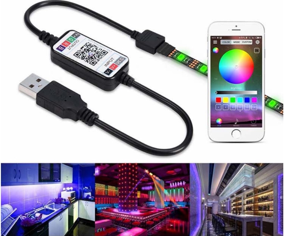 5V USB灯带灯条调光器手机遥控RGB彩灯带调色控制器详情图1