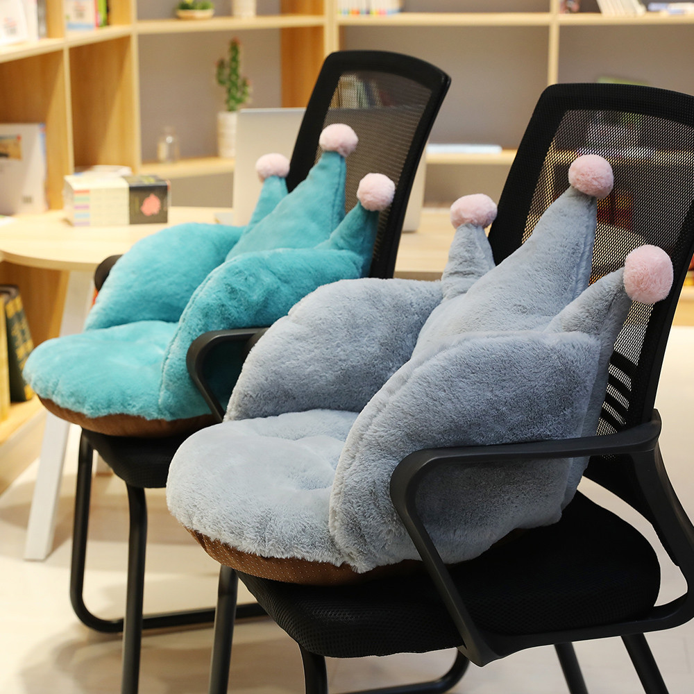 ins Crown rabbit-like plush cushion Winter new Home and office semi-enclosed anti-slip thickened warm chair cushion detail image 7