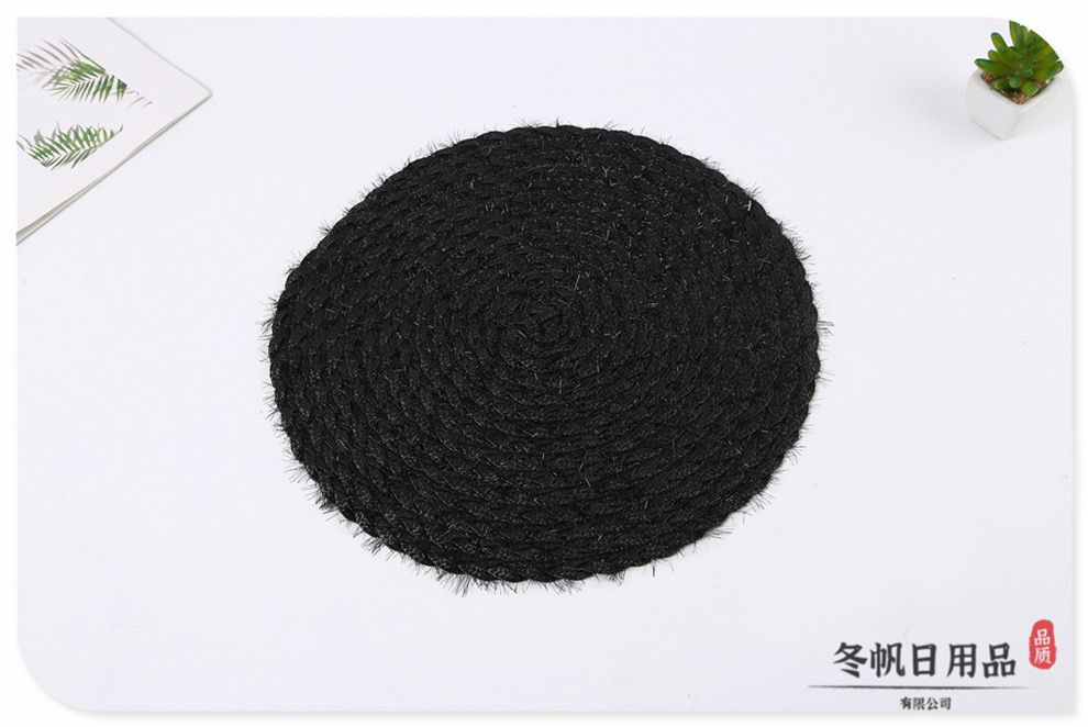 Factory direct sales in stock, multiple colors available, woven process gold and silver wire heat insulation table MATS, round waterproof and oil-proof pan MATS detail image 12