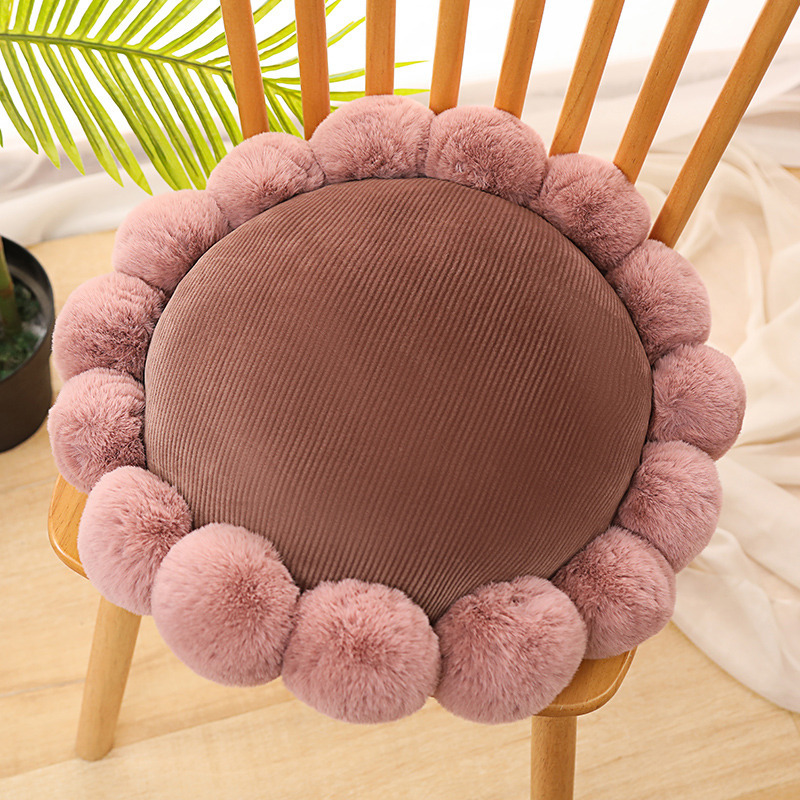Round seat cushion, thickened office seat cushion for long sitting, tatami student chair seat cushion, stool cushion, chair cushion, rabbit fur ball detail image 7