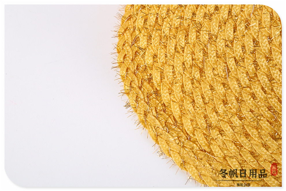 Factory direct sales in stock, multiple colors available, woven process gold and silver wire heat insulation table MATS, round waterproof and oil-proof pan MATS detail image 9