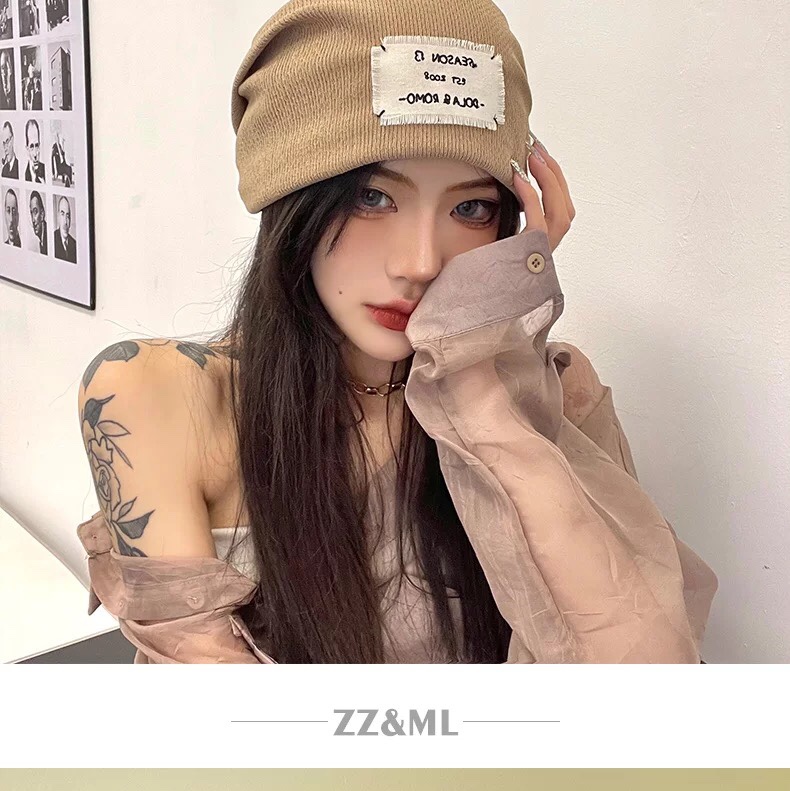 A popular streetwear hat for women, a versatile woolen hat for autumn and winter, a thin headpiece, a Korean-style trendy Japanese knitted pile hat for men, 004