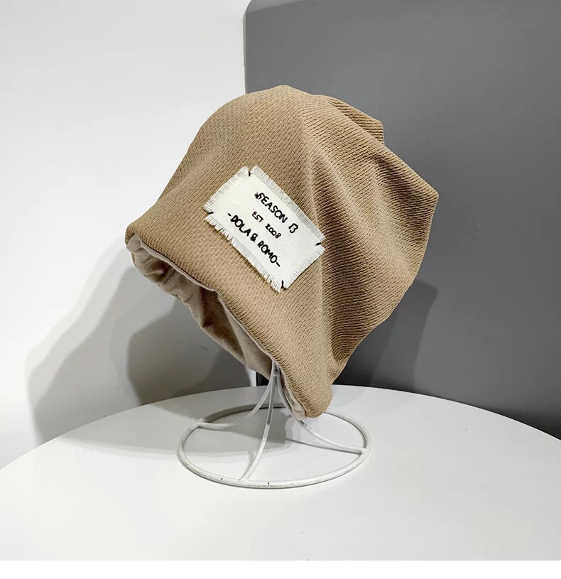 A popular streetwear hat for women, a versatile woolen hat for autumn and winter, a thin headpiece, a Korean-style trendy Japanese knitted pile hat for men, 004 details Picture