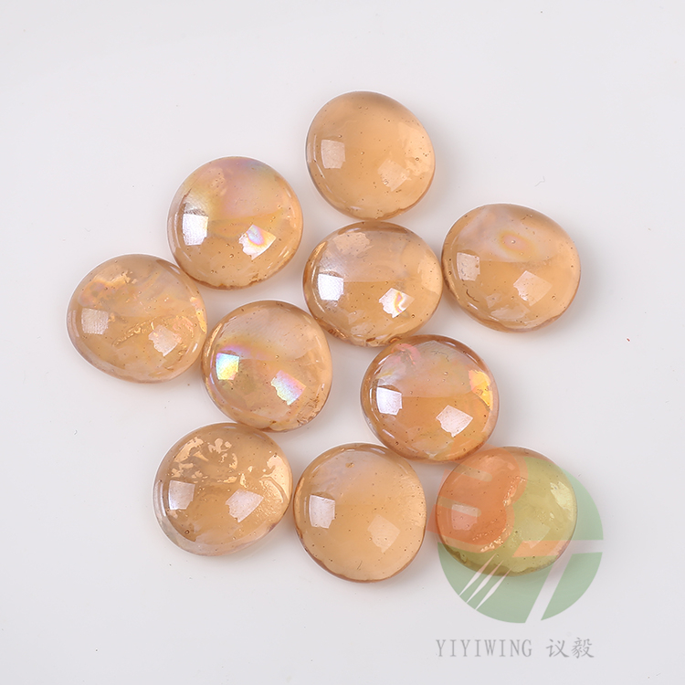 500克17-20mm透明粉红玻璃扁珠 1.7cm-2.0cm彩色水红闪光玻璃扁珠 浅红棋子玩具 鱼缸装饰 彩色异形块