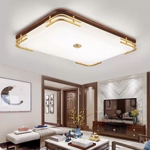 新中式吸顶灯客厅灯中国风餐厅卧室灯led铜灯金丝檀实木中式灯具。
