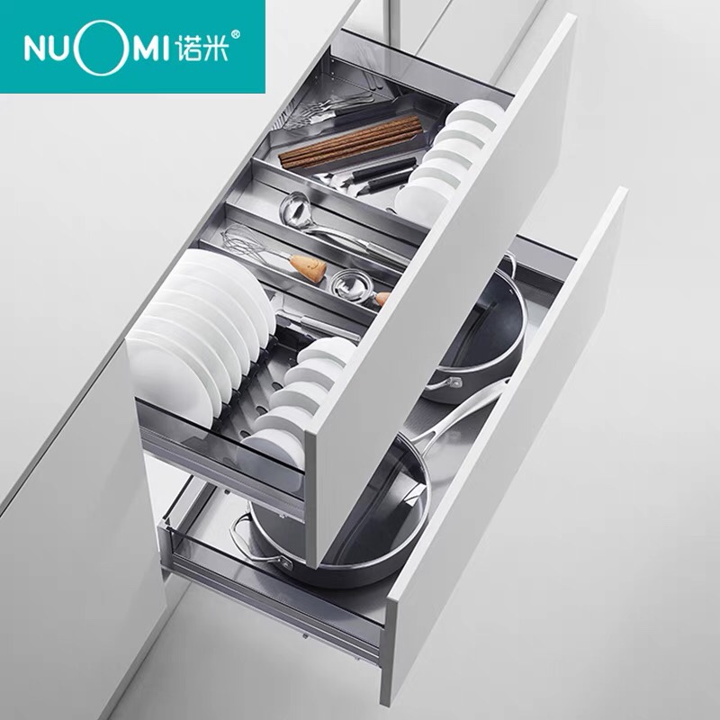 NUOMI/诺米 拉篮厨房收纳五金铝合金架橱柜阻尼缓冲调味拉篮