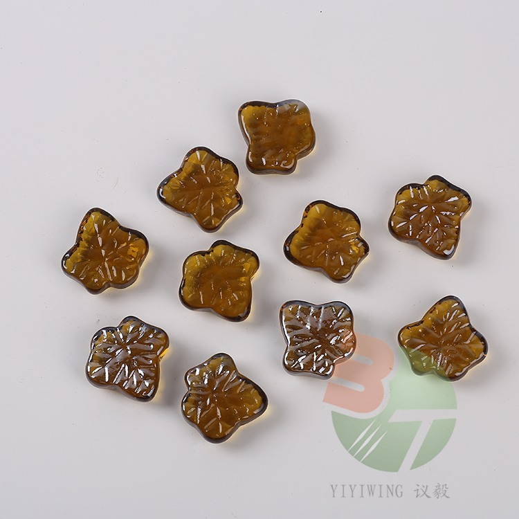 500克琥珀枫叶 棕色石头 彩色鱼缸装饰玻璃块 园艺摆设彩色异形块