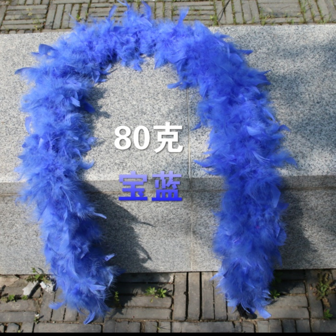 Turkey fire piece feather strip 80g 2 meters royal blue
