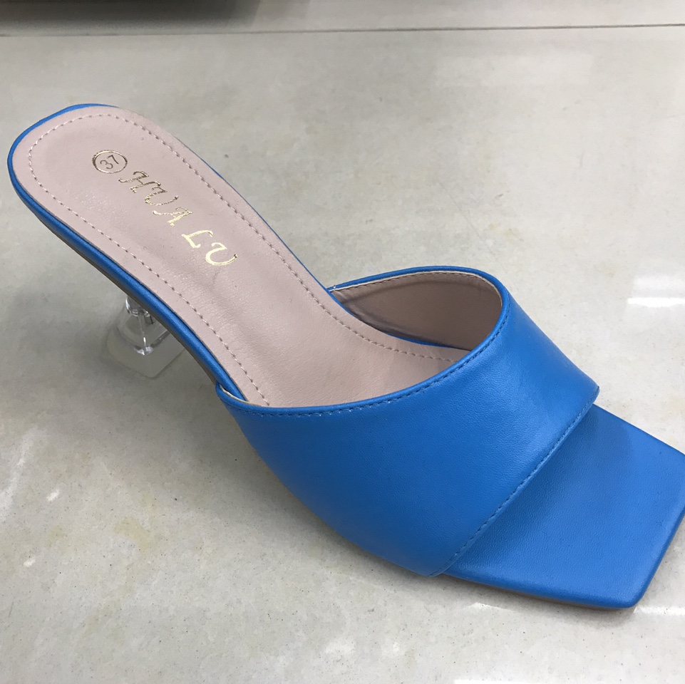 Blue crystal women's slippers