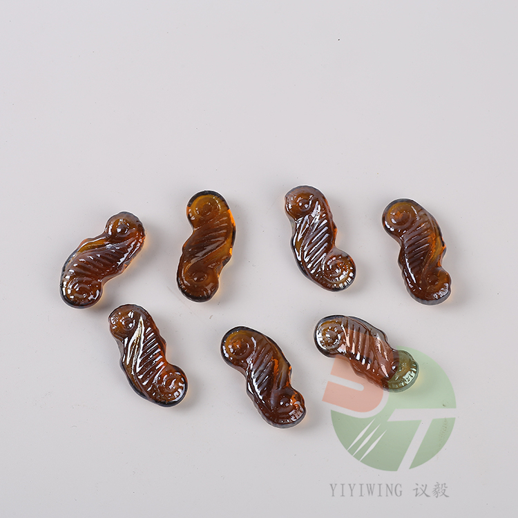 500克琥珀海鱼 彩色鱼缸装饰玻璃块 园艺摆设彩色异形块