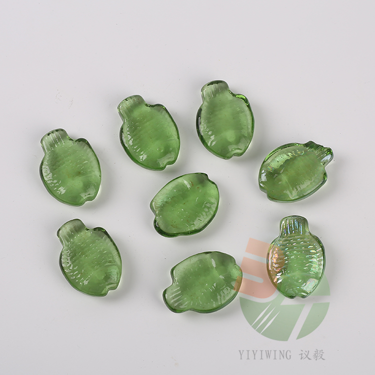 500克绿色小鱼 彩色鱼缸装饰玻璃块 园艺摆设彩色异形块