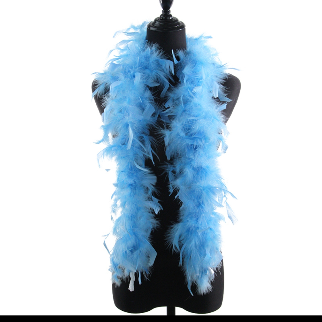 Turkey fire feather strip 80g 2 meters sky blue