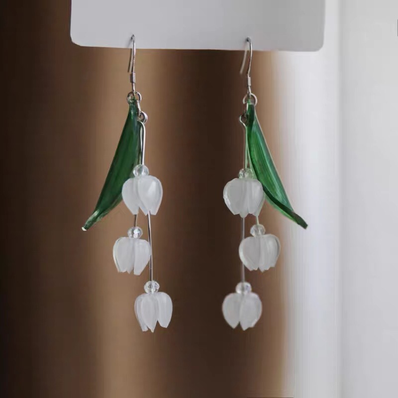 "Forest Fairy, Fresh and delicate Orchid, original forest-themed long and elegant girl earrings.